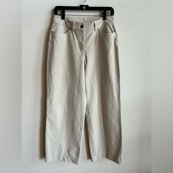 Lululemon City Sleek 5 Pocket Wide Leg High Rise Light Ivory Utilitech Sz 28 - Picture 1 of 10